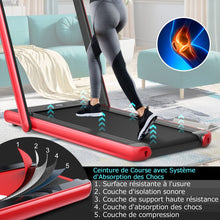 Load image into Gallery viewer, Tapis de Course Pliable 0,75HP Double Affichage LED APP et Télécommande Vitesse Motorisé 12 km/h Surface 40x100cm Rouge -
