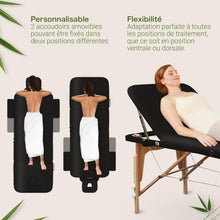 Load image into Gallery viewer, MASSUNDA All INKL Chaise de Massage Pliante et réglable en Hauteur – Table de Massage Mobile en Bois Massif avec Housse en éponge, accoudoirs et dossiers, appuie-tête Ergonomique (Noir)