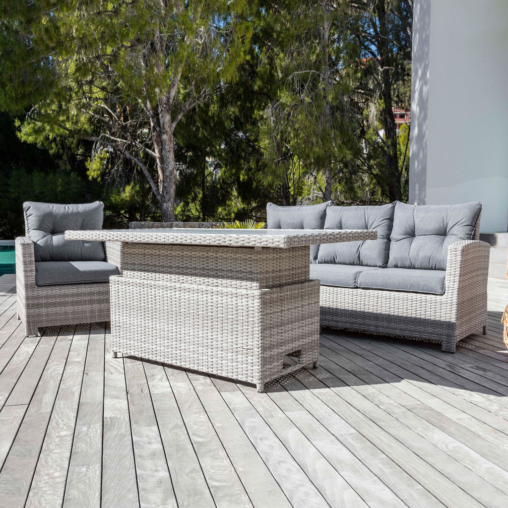 Table de jardin relevable en aluminium 7 places (145 x H51/72 cm) Tivoli Gris - Action-sport36 -