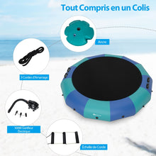 Load image into Gallery viewer, Trampoline Aquatique Gonflable Dia.457cm Capacité de 150kg avec Kit de Réparation Echelle et Gonfleur Electrique 500w Bleu -