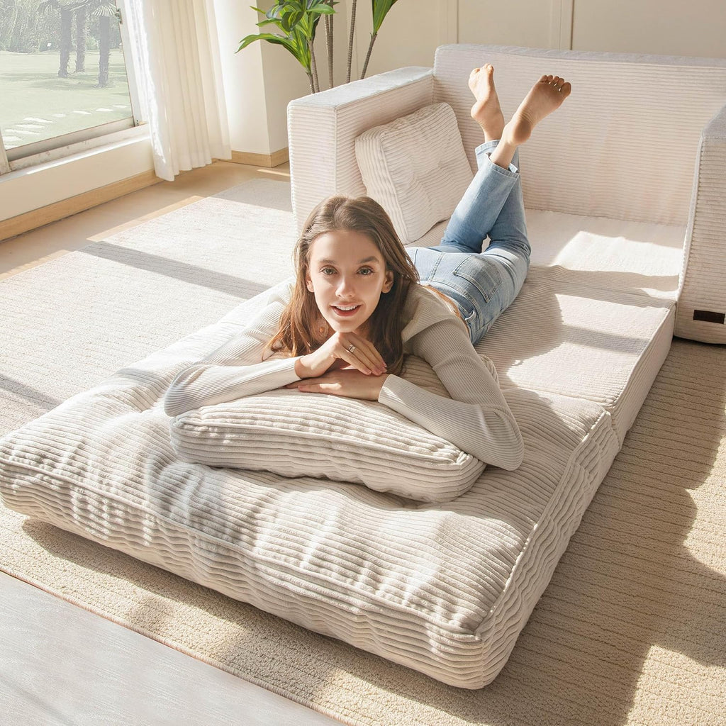 MAXYOYO Canapé-lit Convertible, Matelas Pliable Adulte Convertible Canapé-lit avec 2 Oreillers, Lit d'Appoint Surface de Couchage 101x196CM, Canapé pour Salon, Chambre à Coucher