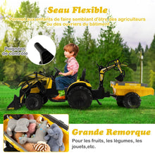 Load image into Gallery viewer, Tracteur Electrique 12 V pour Enfants 3-5 km/h Tlcommande MP3 USB Vert/Jaune -