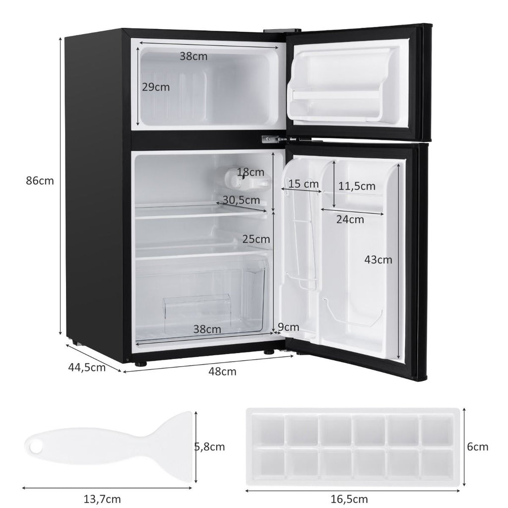 Réfrigérateur Compact Mini-réfrigérateur 90 L Congélateur Séparé avec Design à 2 Portes Fonctionnement Silencieux Blanc/Gris/Noir -
