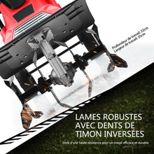 Load image into Gallery viewer, Motobineuse Motoculteur Électrique 1200W Profondeur Travail 22CM Largeur 35CM avec Poignée Pliable Roues Réglables 4 Lames -