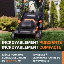 Load image into Gallery viewer, Pack Pro+ Tondeuse à Gazon 40V 460m² + Coupe-Bordures 20V + 2 Batteries 4Ah et 1 Batterie 2Ah + Chargeur Double et Chargeur Simple (Idéal pour l'Entretien du Jardin)