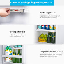 Load image into Gallery viewer, Mini Réfrigérateur 48L,2 niveaux et porte-bouteille,bac à légumes,Silencieux 230V,46 x 44 x 49 cm,Blanc -