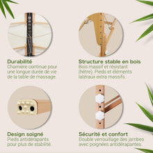 Load image into Gallery viewer, MASSUNDA All INKL Chaise de Massage Pliante et réglable en Hauteur – Table de Massage Mobile en Bois Massif avec Housse en éponge, accoudoirs et dossiers, appuie-tête Ergonomique (Noir)