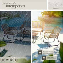 Load image into Gallery viewer, TecTake® Salon de Jardin Extérieur en Poly Rotin 4 Personnes Ensemble Canapé 2 Places 2 Fauteuil Salon et Table de Jardin, Coussins Amovibles Inclus, Amenagement Balcon Terrasse Veranda