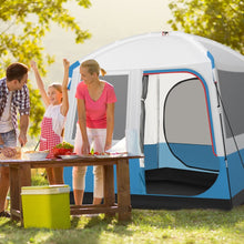 Load image into Gallery viewer, Tente de Camping pour 5 Personnes Tente D么me tanche avec Porte et Fen锚tres en Maille Sac de Transport 248x248x230cm Bleu + Blanc -