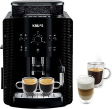 Load image into Gallery viewer, Machine  caf grain,1,7 L,2 tasses en simultan,Nettoyage automatique,Buse vapeur pour Cappuccino,Cafetire espresso,Essential noire YY8125FD,Noir -