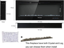 Load image into Gallery viewer, M.C.Haus Cheminée électrique avec écran Tactile et Panneau en Verre coloré pour Insert de Flamme - Chauffage Mural - Télécommande avec Cristal et bûches - 900/1800 W (102 cm, Noir)