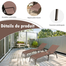 Load image into Gallery viewer, Lot de 2 Chaises longues avec Dossier Rglable Tissu Respirant Structure Robuste en Acier Charge Max 150KG -