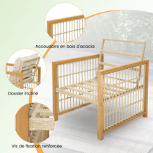 Load image into Gallery viewer, Salon de Jardin avec 1 Table et 2 Fauteuils en Bois d'Acacia et Rotin Anti-UV Pieds Réglables Coussins avec Zip Nautel -