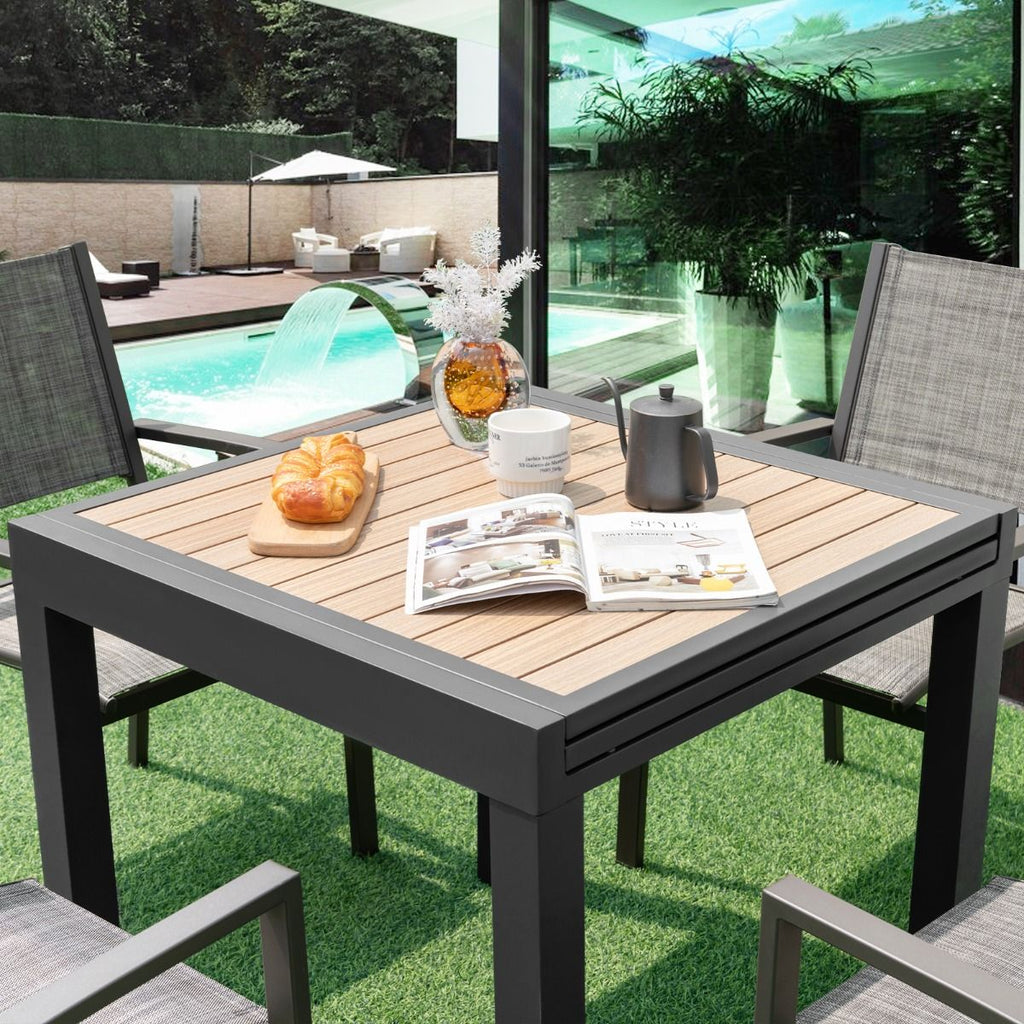Table de Jardin Extensible en Aluminium Ajustable de 80  160 CM Table  Manger Extrieure Rectangulaire pour 4-6 Personnes Naturel -