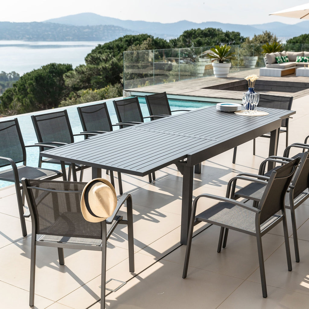 Table de jardin extensible aluminium 12 places (200/320 x 100 cm) Murano Gris anthracite - Action-sport36 -