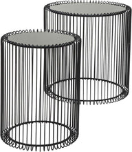 Load image into Gallery viewer, Kare Design Tables d'Appoint Wire, Noir, Rond, Acier, Verre, Diamètre 39 / 27 cm,Table Basse Salon Lot de 2, Table de Salon, Meuble, Deco Intérieur, Decoration Chambre, Maison