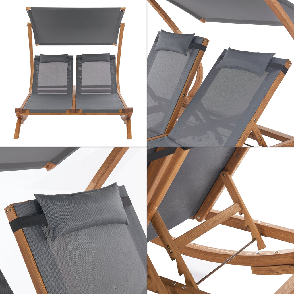 Transat bain de soleil  double couchage en textile et mlze 197 x 156 x 144 cm 03_0006419 -