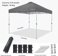 Load image into Gallery viewer, Origem Tonnelle Pliante 3x3 Imperméable &amp; 2,5 x 2,5m &amp; 3x6m avec Parois Latérales, Barnum Montage en Un Geste &amp; Sac de Rangement à roulettes, Tonnelle de Jardin Exterieur, Idéal pour Camping