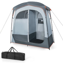 Load image into Gallery viewer, Tente Cabine de Douche Portable 2 Personnes en 2 Parties avec Bâche de Pluie Amovible Corde à Linge Crochet 210x107x210 cm Gris -