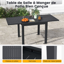 Load image into Gallery viewer, Table de Jardin Extensible en Aluminium Ajustable de 80 à 160 CM Table à Manger Extérieure Plateau à Lattes pour 4-6 Personnes Gris Foncé -