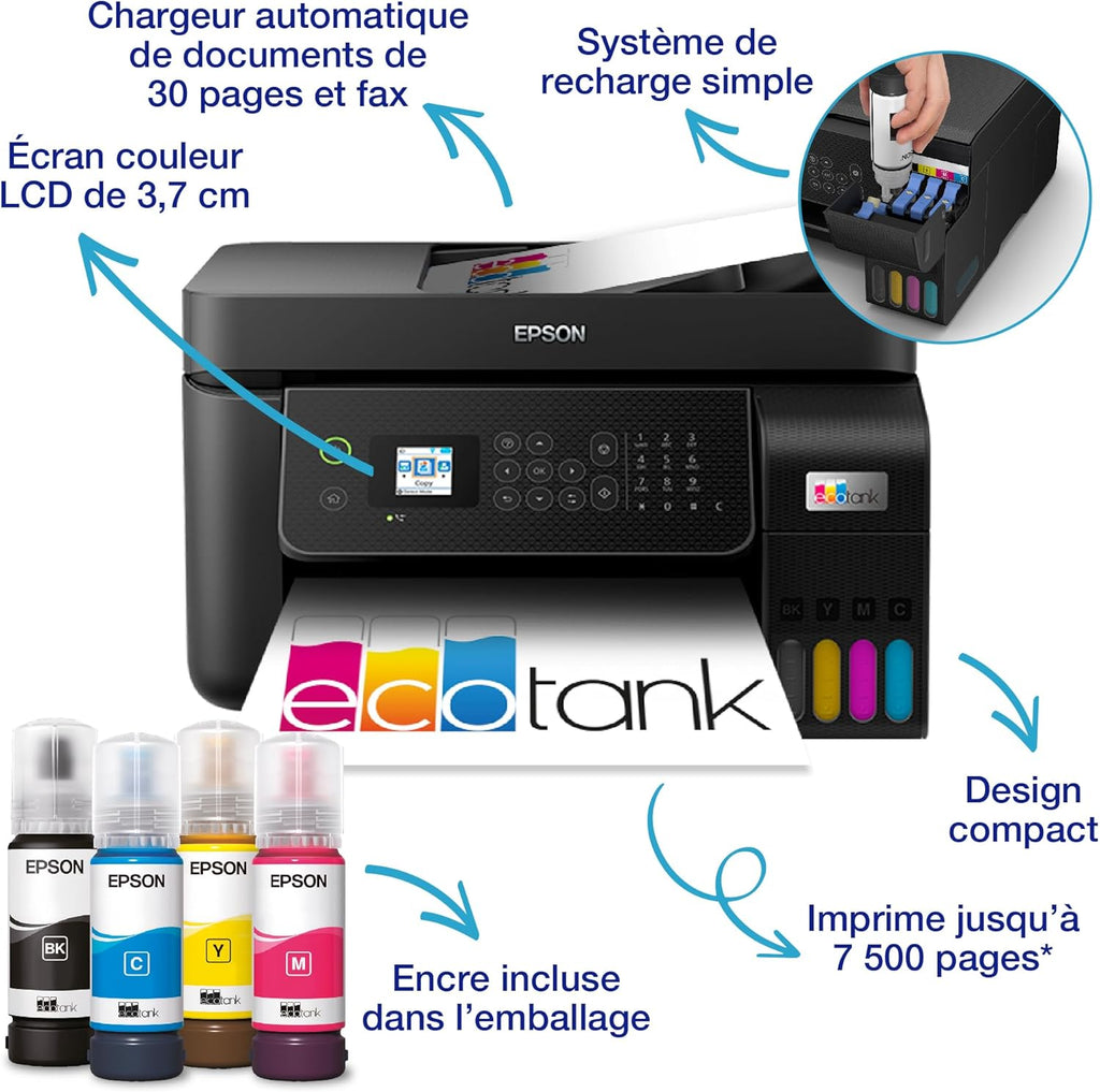 Imprimante multifonction A4 Wi-Fi EcoTank ET-4800 équipée de réservoirs d’encre, avec jusqu’à 3 ans d’encre inclus