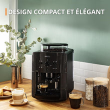 Load image into Gallery viewer, Machine  caf grain,1,7 L,2 tasses en simultan,Nettoyage automatique,Buse vapeur pour Cappuccino,Cafetire espresso,Essential noire YY8125FD,Noir -