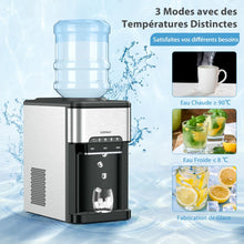 Load image into Gallery viewer, Machine à Glaçons 3 en 1 avec Distributeur d'Eau Froide/Chaude 20 kg en 24h Cube de Glace 6-13 min pour Maison Bureau Bar -