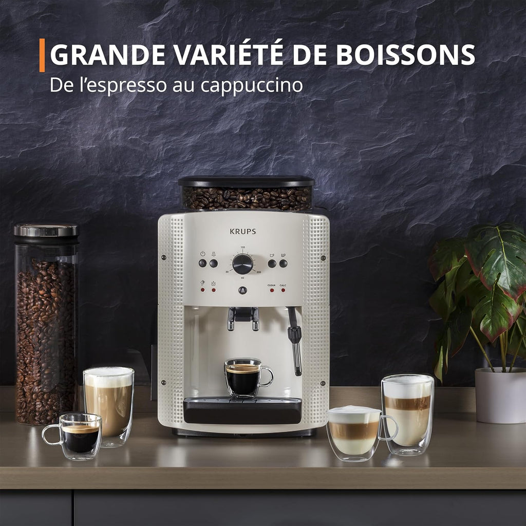 Machine  caf grain,1,7 L,2 tasses en simultan,Nettoyage automatique,Buse vapeur pour Cappuccino,Cafetire espresso,Essential noire YY8125FD,Noir -