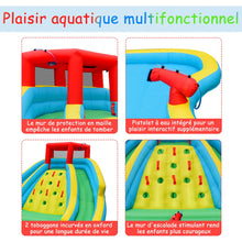 Load image into Gallery viewer, Toboggan Aquatique Gonflable 5 en 1 avec Pataugeoire Aire de Jeux Gonflable en Oxford avec Mur d'Escalade Charge 150kg pour 3-10 Ans (sans Souffleur) -