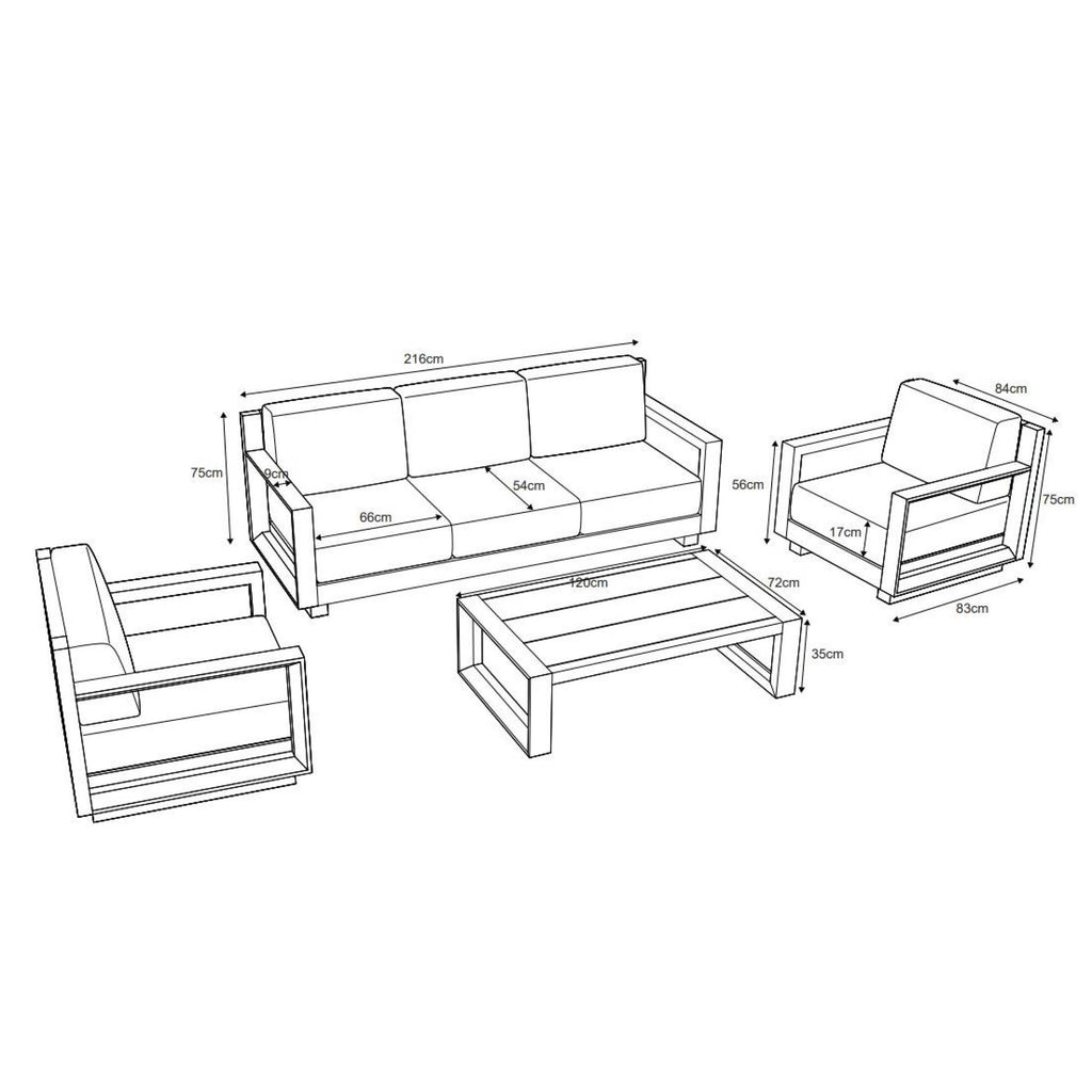 Salon de jardin aluminium 5 places 4 pcs Elba Gris anthracite - Action-sport36 -