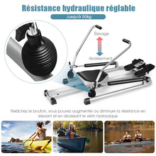 Load image into Gallery viewer, Rameur de Fitness Rsistance Hydraulique Rglable 50kg Affichage LCD Pdale Antidrapante Charge de 100 kg Argent -
