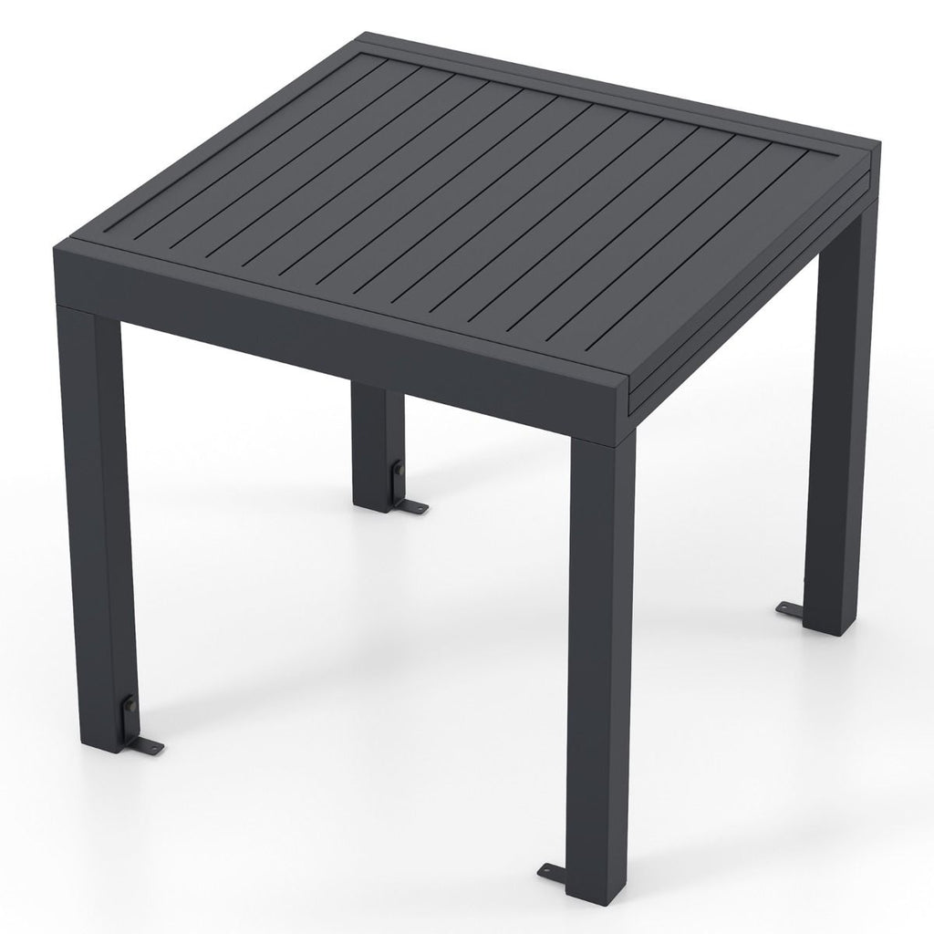Table de Jardin Extensible en Aluminium Ajustable de 80  160 CM Table  Manger Extrieure Plateau  Lattes pour 4-6 Personnes Gris Fonc -