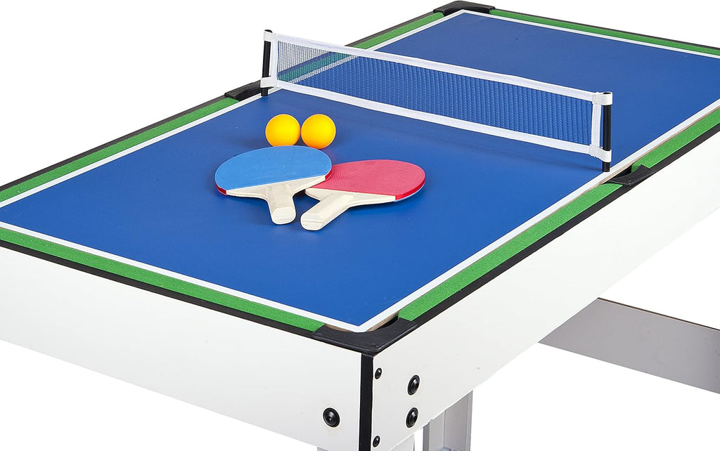 Leomark Table 4 Jeux en 1 - Billard, babyfoot, Hockey de Table et ping-Pong Table à Jouer Multifonction Table multijeux Dim: 120 x 61 x 82 (Hauteur) cm