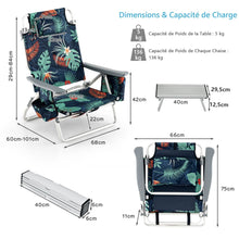 Load image into Gallery viewer, Lot de 2 Chaises de Camping Plage Pliante Table Enroulable en Aluminium Appui-tête Dossier Réglable à 5 Positions 6 Couleurs au Choix -