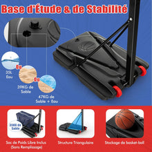 Load image into Gallery viewer, Panier de Basketball sur Pieds avec Hauteur Rglable 1,55-3,1m Support de Basketball avec Panneau Arrire en PE pour Enfants et Jaunes -