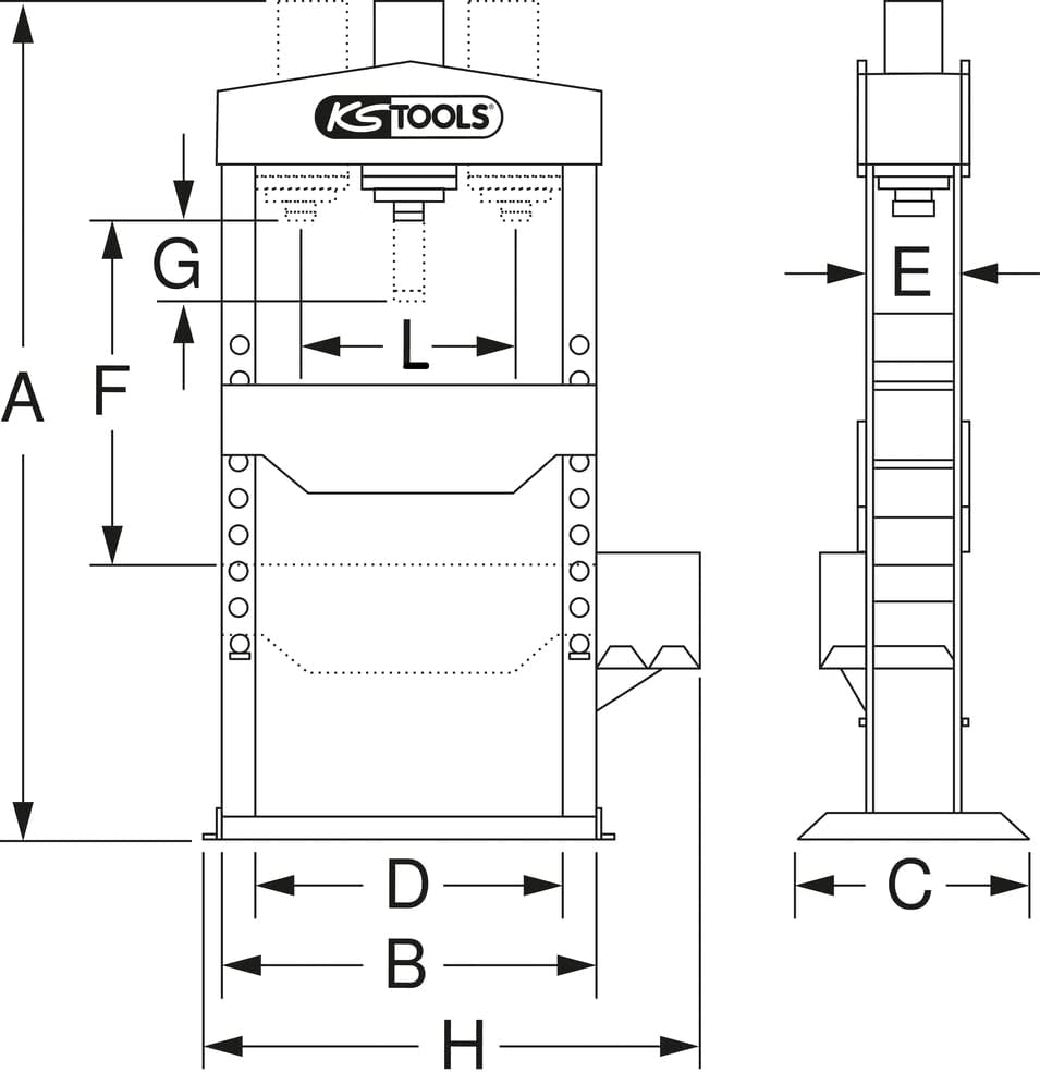 KS Tools - 160.0112 - Presse hydraulique d'établi - presse hydraulique 15 tonnes - Pompe hydraulique 2 vitesses