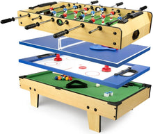 Load image into Gallery viewer, Leomark Table de Babyfoot 4 in 1 Multifonctionnel Jeu de Football,Bilard, Tenis, Hockey Baby-Foot, Baby Foot Table En Bois Jeu de Football Petite Taille Universel