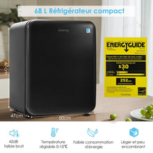 Load image into Gallery viewer, Mini Frigo 68L 220-240V Étagères Amovibles et Porte Réversible Température 0 °C - 10 °C pour Maison Chambre Bureau -