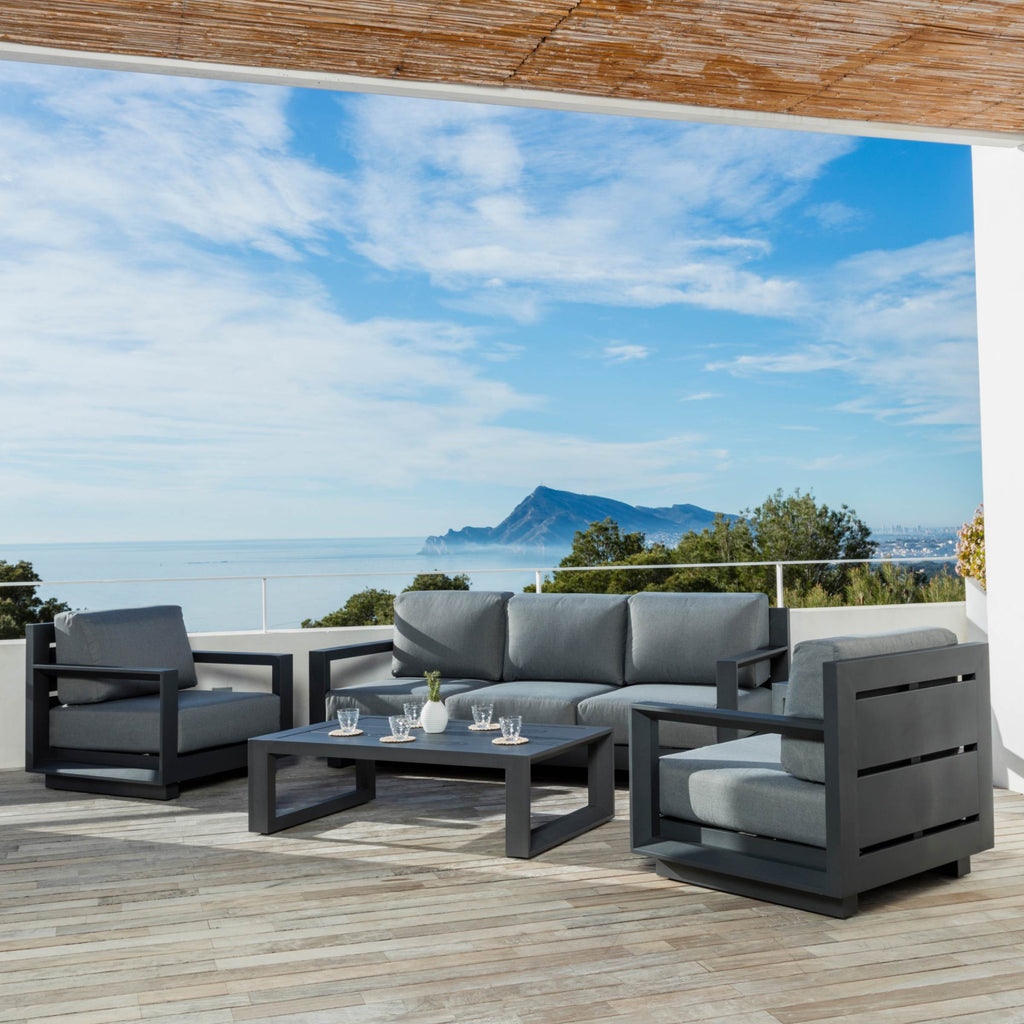 Salon de jardin aluminium 5 places 4 pcs Elba Gris anthracite - Action-sport36 -
