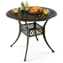 Load image into Gallery viewer, Table Jardin Ronde en Aluminium coulé 90x90x74CM avec Trou pour Parasol 5CM Table Extérieure avec Pied Réglable Antidérapant -