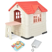 Load image into Gallery viewer, Maison Chef House -Thme Burger Bar - Table de Pique Nique Cabane de Jardin Anti-UV en Plastique 164x124x132 cm Bleu/Rose/Jaune -