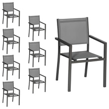Load image into Gallery viewer, Lot de 8 chaises en aluminium anthracite - textilène gris -