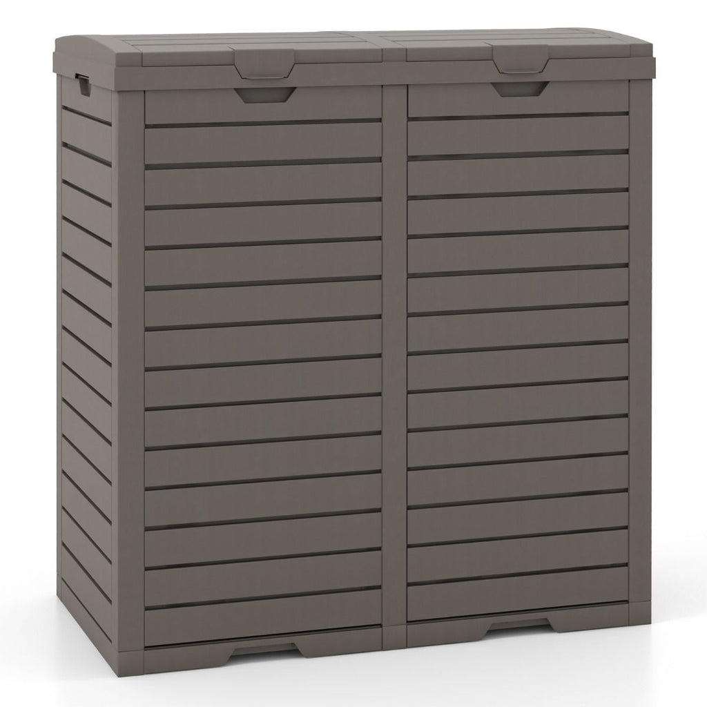 Poubelle d'Extrieur 135 L Poubelle Etanche  Double Seau Couvercle  Plusieurs Niveaux Bac d'Egouttage Poigne Dcoupe Poubelle Marron -