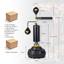 Load image into Gallery viewer, Sac de Frappe sur Pied Entraîneur de Vitesse en Boxe Barre Pivotante à 360° Punching Ball Hauteur Réglable 168-201cm pour MMA Adolescents &amp; Adultes -