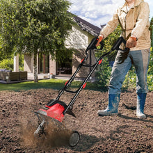 Load image into Gallery viewer, Motobineuse Motoculteur Électrique 1200W Profondeur Travail 22CM Largeur 35CM avec Poignée Pliable Roues Réglables 4 Lames -