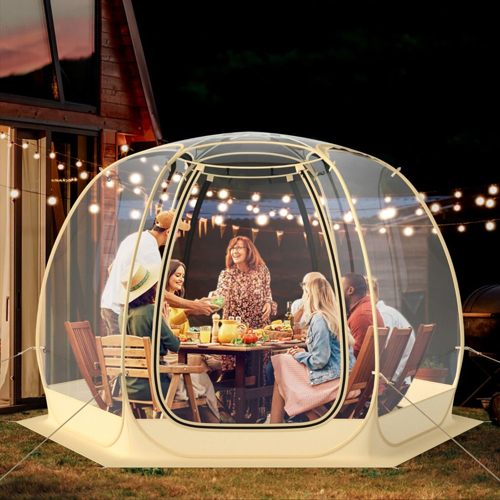 Tente Bulle  Ouverture Instantane pour 6  10 Personnes Tente D么me d'Extrieur 328 x 328 cm Rsistante Aux Intempries Transparent -