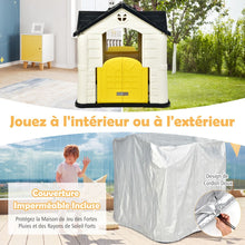 Load image into Gallery viewer, Maison Chef House -Thme Burger Bar - Table de Pique Nique Cabane de Jardin Anti-UV en Plastique 164x124x132 cm Bleu/Rose/Jaune -