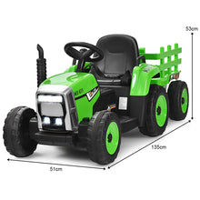 Load image into Gallery viewer, Tracteur Electrique avec Remorque pour Enfants 3 Vitesses Lumires LED Fonctions o USB et Bluetooth Jaune/Rose/Rouge/Vert/Vert Fonc/Noir -
