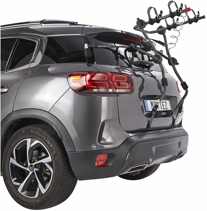 Porte Velo hayon 5 Sangles mottez Shiva 2 elec Acier 2 velos VAE/e Bike (40 kgs Max), Noir