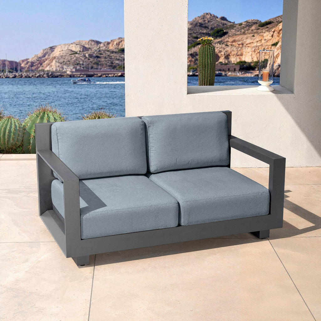 Salon de jardin d'angle aluminium 10 places Elba Gris anthracite - Action-sport36 -